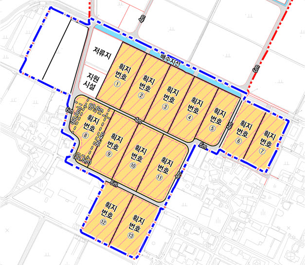 논산시 딸기산업 스마트팜 단지 분양 구획도.
