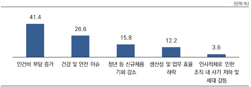 법정 정년연장제도 시행 시 부담되는 부분. 중소기업중앙회 제공.
